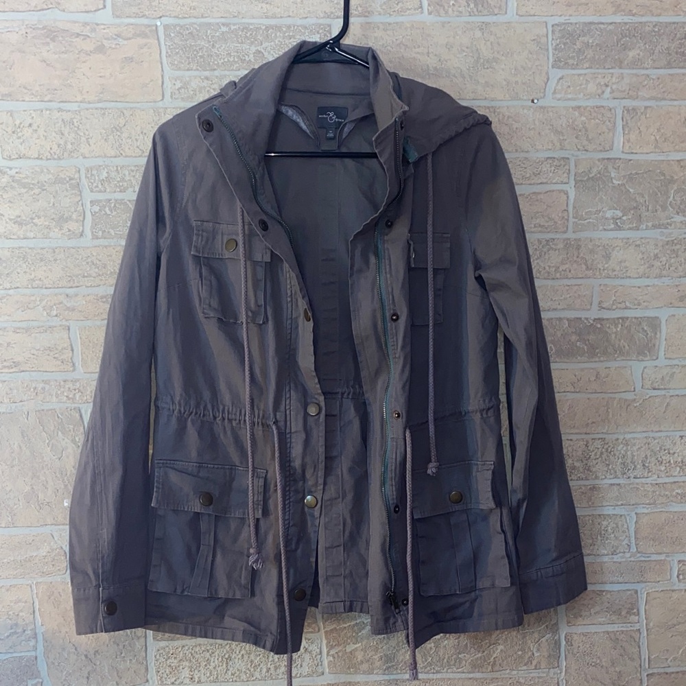 Market & Spruce Women's Dark Gray Military Jacket
